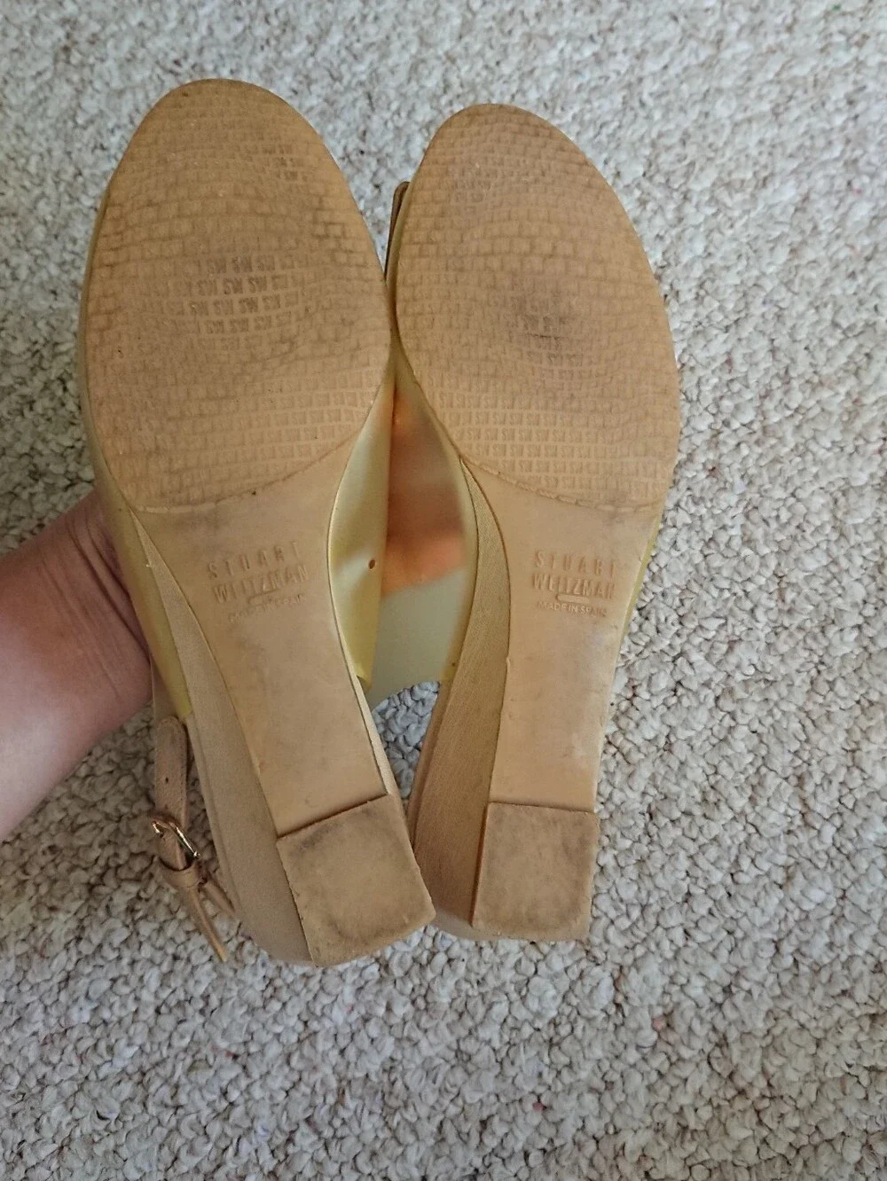 Stuart Weitzman Yellow Jelly Slingback Wedge Sandals with Studded details sz 6.5 - Picture 13 of 13